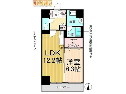 MONZEN偕(1LDK/3階)の間取り写真