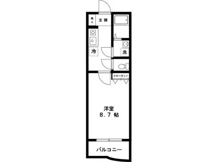 チェリーコートつつじヶ丘(1K/1階)の間取り写真