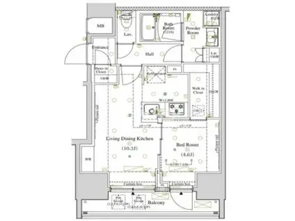 アークマーク浅草(1LDK/9階)の間取り写真