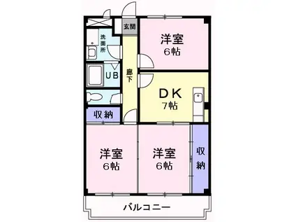 山彦パーク(3DK/2階)の間取り写真