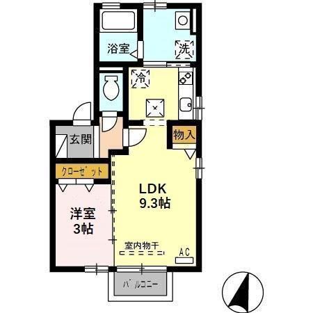 グランモア町村(1LDK/1階)の間取り写真