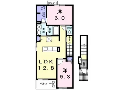 カーサデベラーノIII(2LDK/2階)の間取り写真