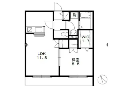 パピヨン(1LDK/2階)の間取り写真