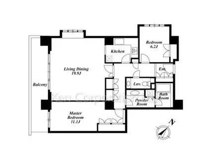 広尾パークヒルズ(2LDK/2階)の間取り写真