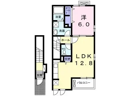 サンシャイン多々良 B(1LDK/2階)の間取り写真