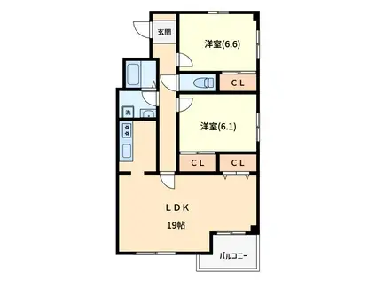 レジデンス・ツジムラIII(2LDK/3階)の間取り写真