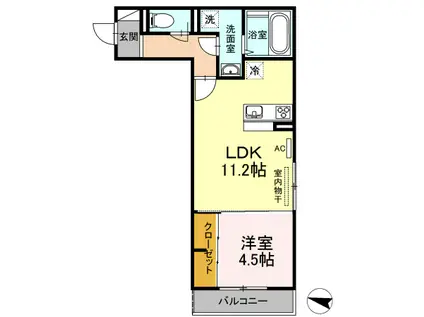 フレッチェ・ボスコIII(1LDK/2階)の間取り写真