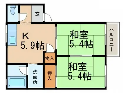 メゾン南方(2K/2階)の間取り写真