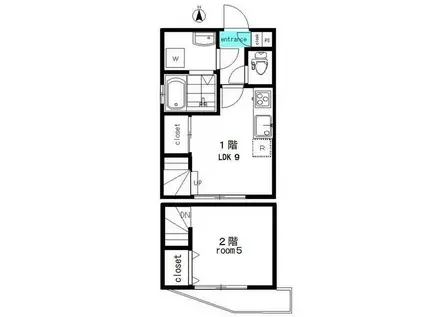 LARES A棟(1LDK/1階)の間取り写真