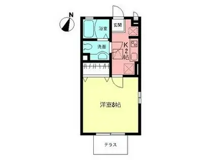 プランドール(1K/1階)の間取り写真