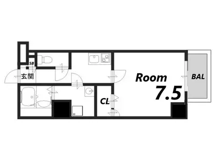レジデンスM姫路(1K/3階)の間取り写真