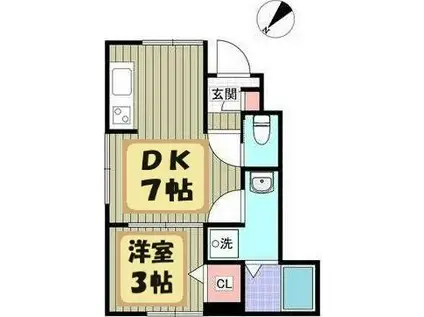 リーブルファイン春日部八丁目2(1K/1階)の間取り写真