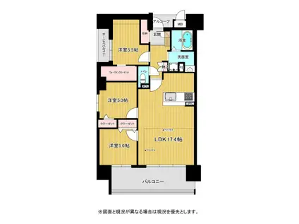 リビンコートスタイル問屋町(3LDK/5階)の間取り写真