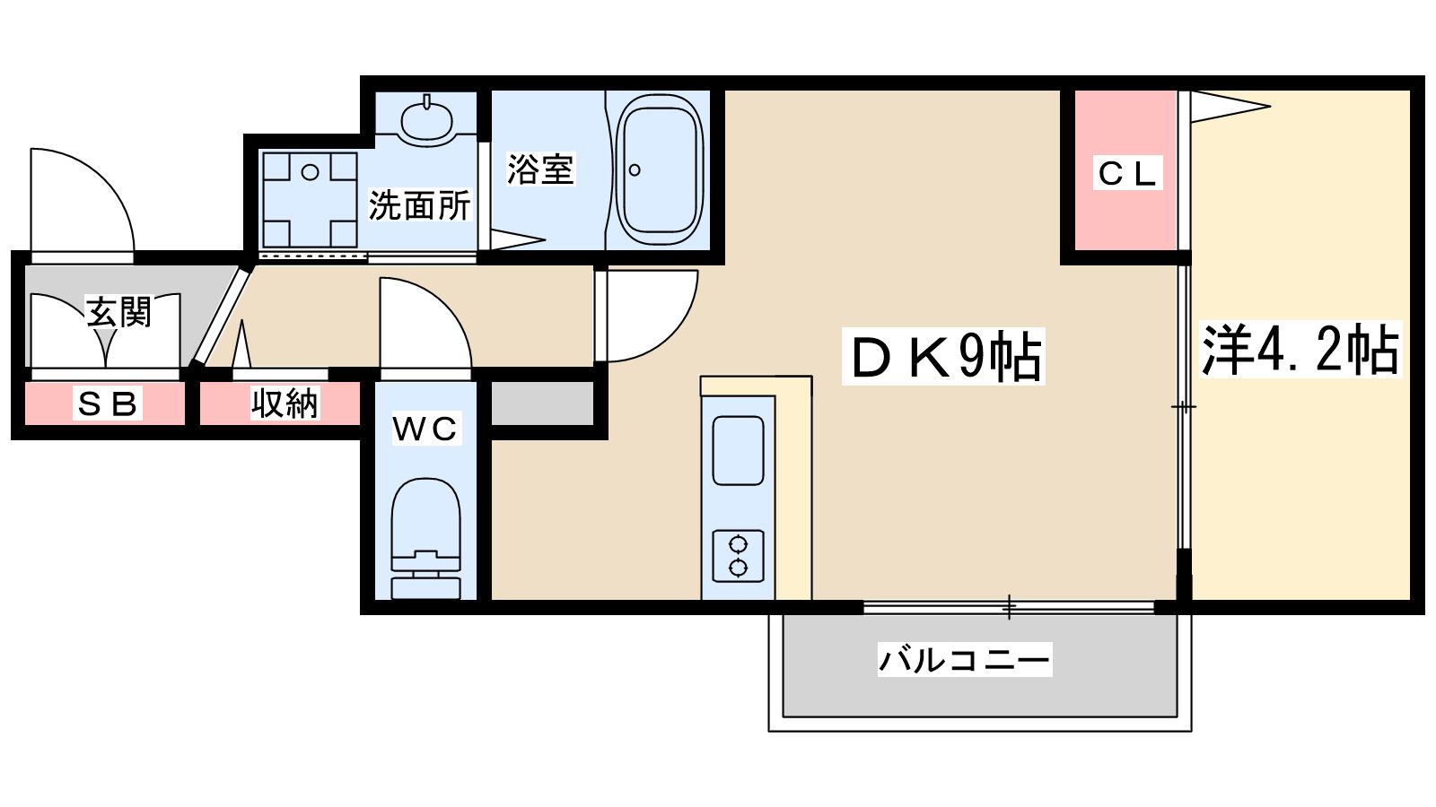 ユーズ七番館(1LDK/4階)の間取り写真