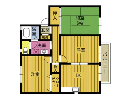 エバーグレースムロヤD(3DK/2階)の間取り写真