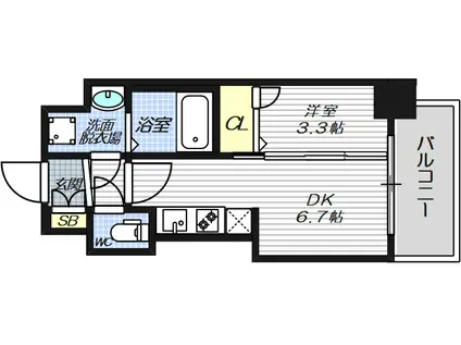 ソルテラスSHIN-OSAKA LINK(1DK/5階)の間取り写真