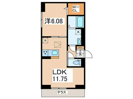 カーサ門源(1LDK/1階)の間取り写真