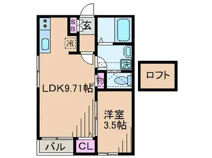 シェブラン(1LDK/2階)の間取り写真