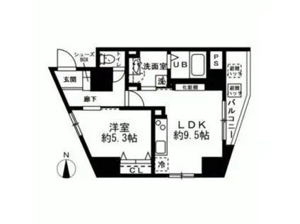 オーヴェルク‐II(1LDK/9階)の間取り写真