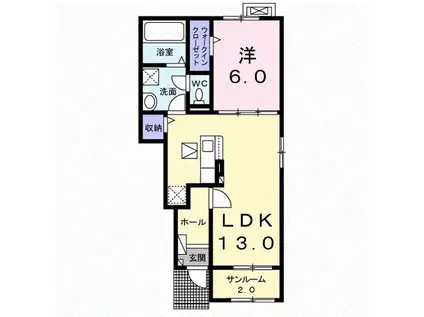 ミ・カーサ・クレマチス(1LDK/1階)の間取り写真