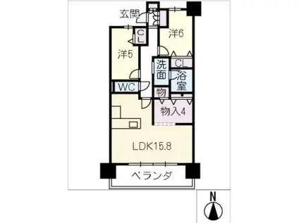プレサンスロジェ大垣駅前602(2LDK/6階)の間取り写真