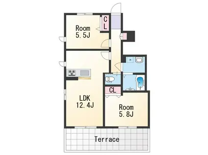 シャーメゾン浜の宮(2LDK/1階)の間取り写真