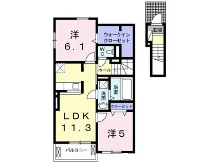 ソラーレ吉井II(2LDK/2階)の間取り写真