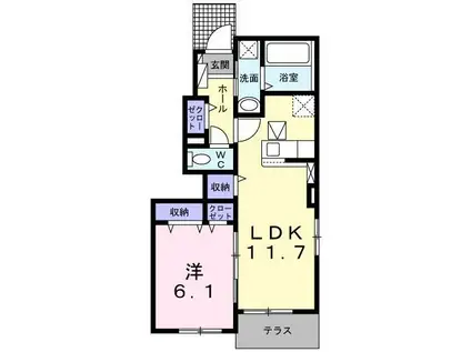 アテナ A(1LDK/1階)の間取り写真