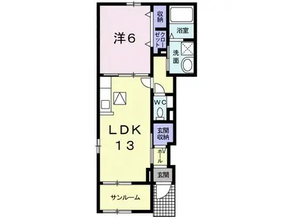 パーミィヒルI(1LDK/1階)の間取り写真