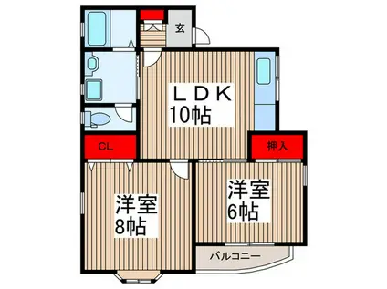 FLORIDIAN(2LDK/2階)の間取り写真