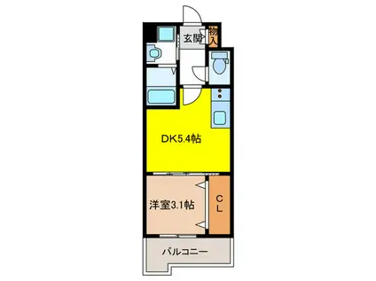 ギャラクシー空港西(1DK/3階)の間取り写真