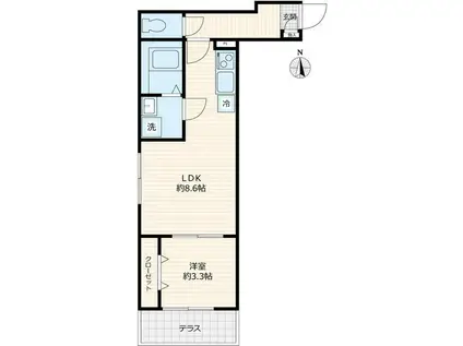 PARKLET・高坂(1LDK/1階)の間取り写真