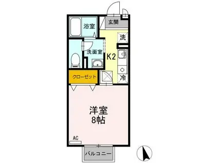 シャトレー(1K/1階)の間取り写真