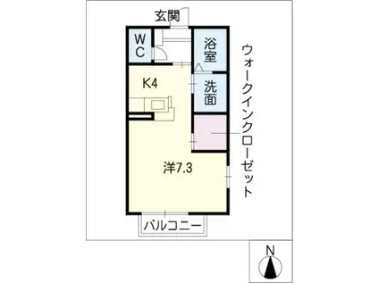 スカイヴィレッジ浜道B棟(1K/2階)の間取り写真
