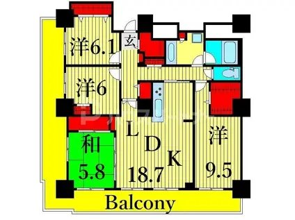ロイヤルパークスタワー南千住(4LDK/20階)の間取り写真
