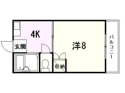 ハイツ矢賀新町II(1K/2階)の間取り写真