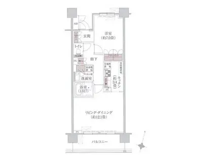 リージア経堂テラスガーデン(1LDK/3階)の間取り写真