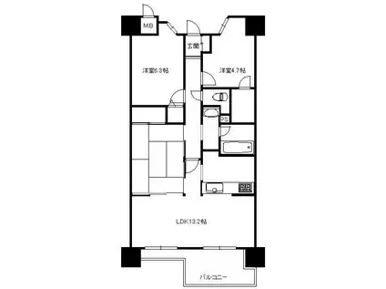 ライオンズプラザ東村山駅前(3LDK/4階)の間取り写真