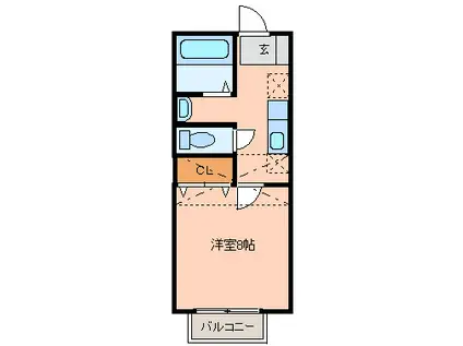 アスティオン荒井III(1K/2階)の間取り写真