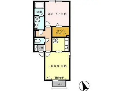 グリーンヒルズ吉原(1LDK/2階)の間取り写真