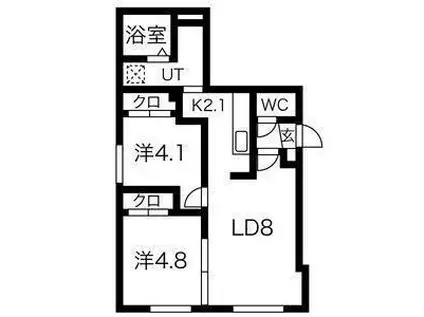 ブレス ハイストリート11(2LDK/4階)の間取り写真