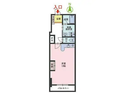 ベルトピア大宮(ワンルーム/1階)の間取り写真