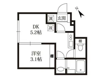 ラフティーヌ・ステラ北小金井(1DK/1階)の間取り写真