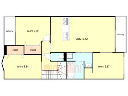 尼崎市西昆陽2丁目集合(3LDK/2階)の間取り写真