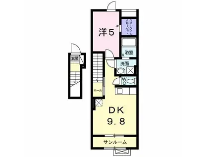 アダルカス(1LDK/2階)の間取り写真