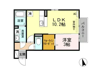 スカイブルーB棟(1LDK/2階)の間取り写真