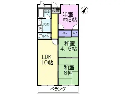 西田ビル 5F(3LDK/5階)の間取り写真