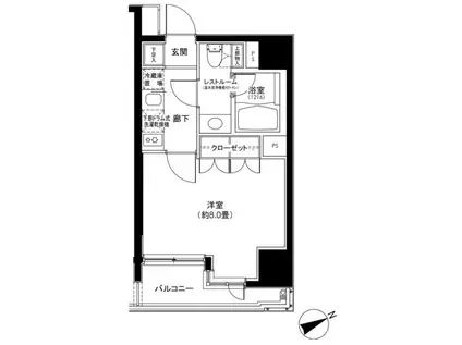 カスタリア日本橋(1K/7階)の間取り写真