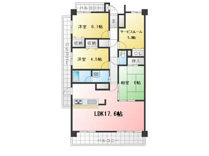 マンションフォレスト白子(3SLDK/7階)の間取り写真