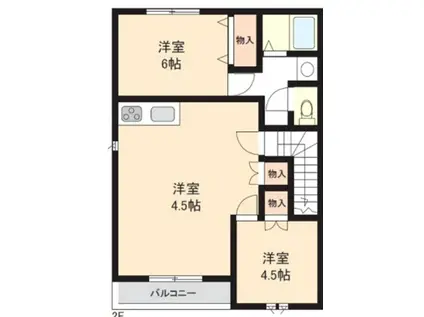 エミリーハウス(2LDK/2階)の間取り写真